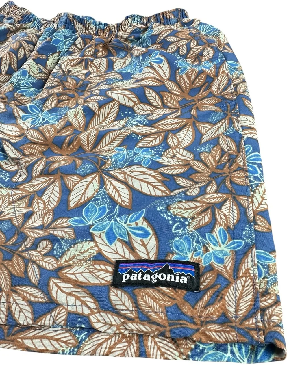 Patagonia Blue & Brown Floral Men's Swim Board Shorts